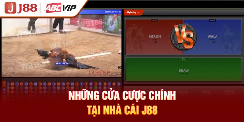 Những cửa cược chính tại nhà cái J88