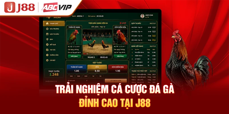 Trải nghiệm cá cược đá gà đỉnh cao tại J88